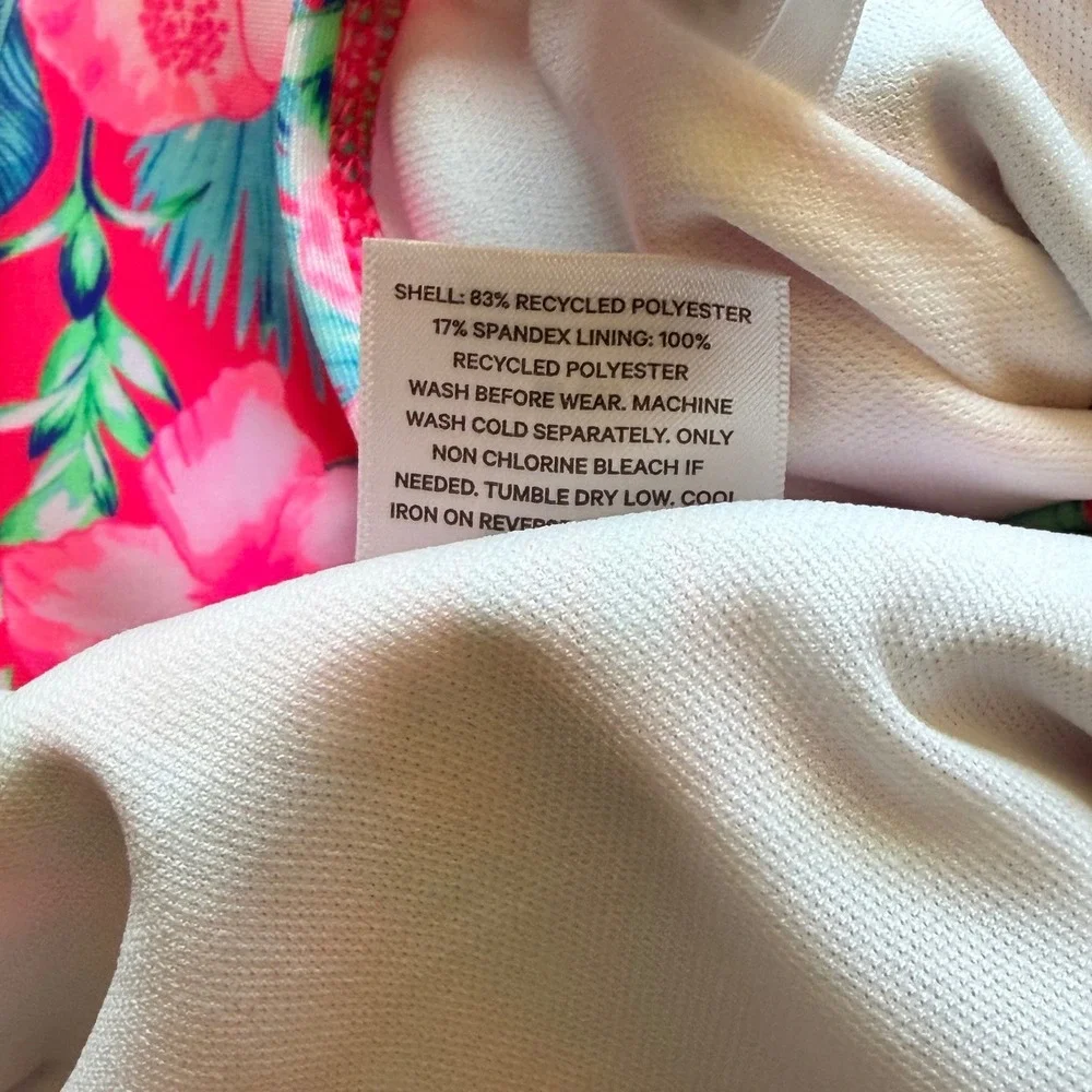 Art Class Pink Tropical Hawaiian Floral Rash Guard Bikini Bathing Suit 6/7 NWT